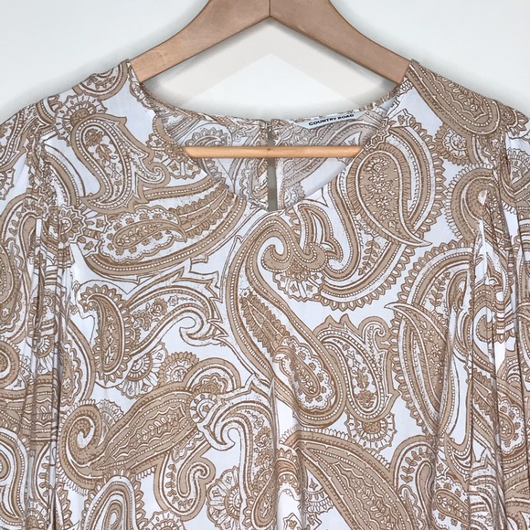 SOLD Country Road Beige Paisley Print Top 4 - Picture 4 of 13